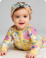 Sunny Floral Bamboo Baby Sleeper Zippered One-Piece