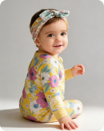 Sunny Floral Bamboo Baby Sleeper Zippered One-Piece