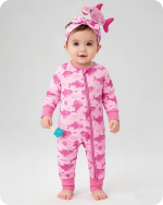 Baby Girl Bamboo Sleepers with Pink Shark Print (6)