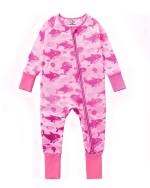 Baby Girl Bamboo Sleepers with Pink Shark Print (6)