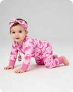Baby Girl Bamboo Sleepers with Pink Shark Print (6)