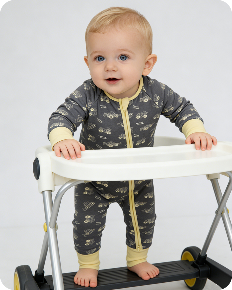 Bamboo Bodysuit Baby Grey Car Print