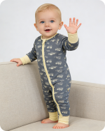 Bamboo Bodysuit Baby Grey Car Print