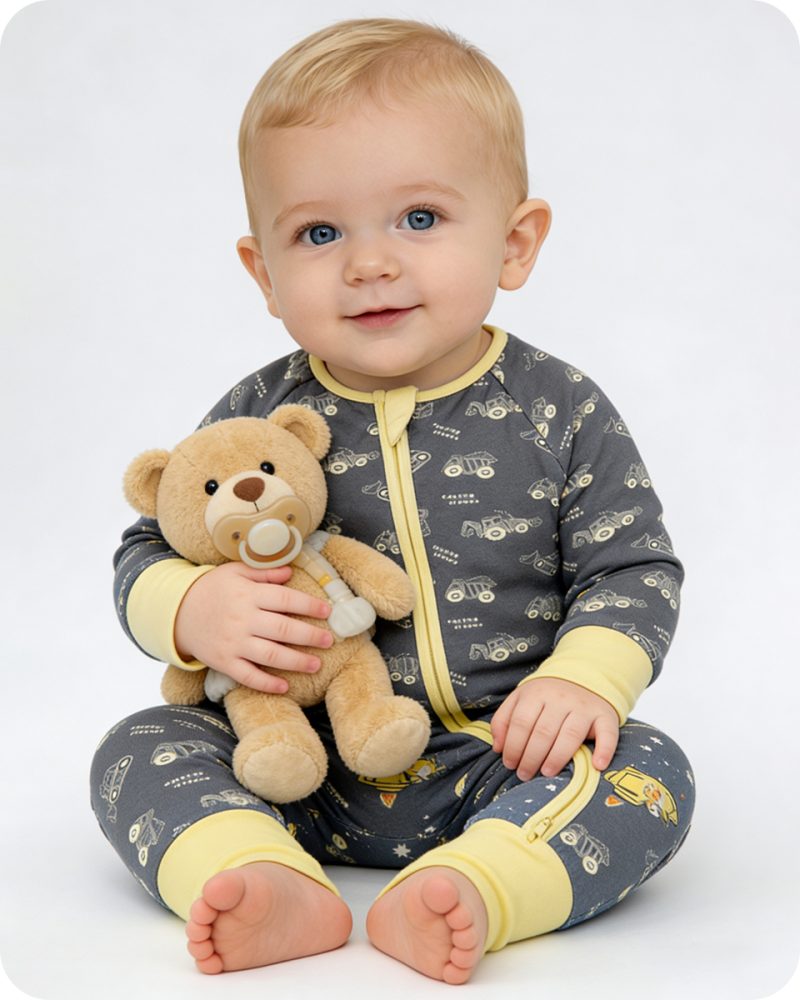 Bamboo Bodysuit Baby Grey Car Print