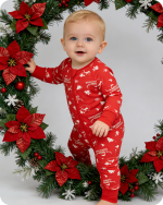 Bamboo Christmas Pajamas Baby Red Snowman
