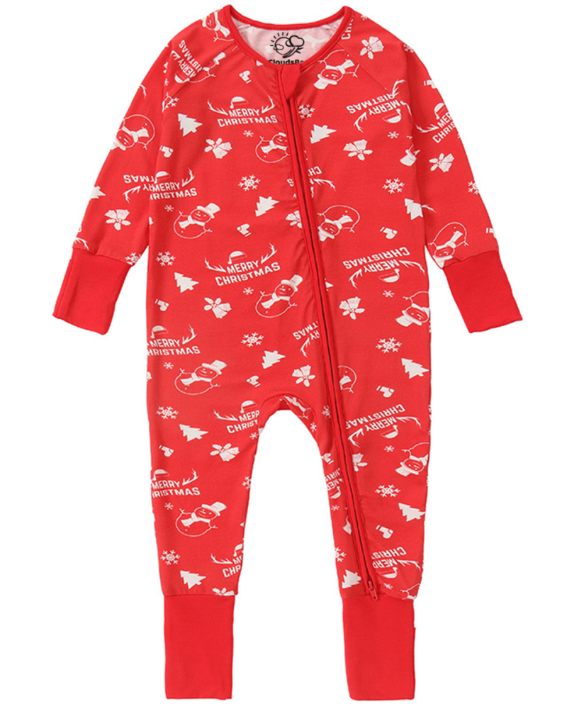 Bamboo Christmas Pajamas Baby Red Snowman