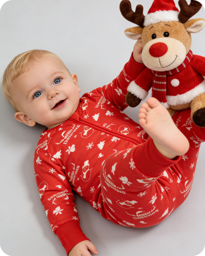 Bamboo Christmas Pajamas Baby Red Snowman