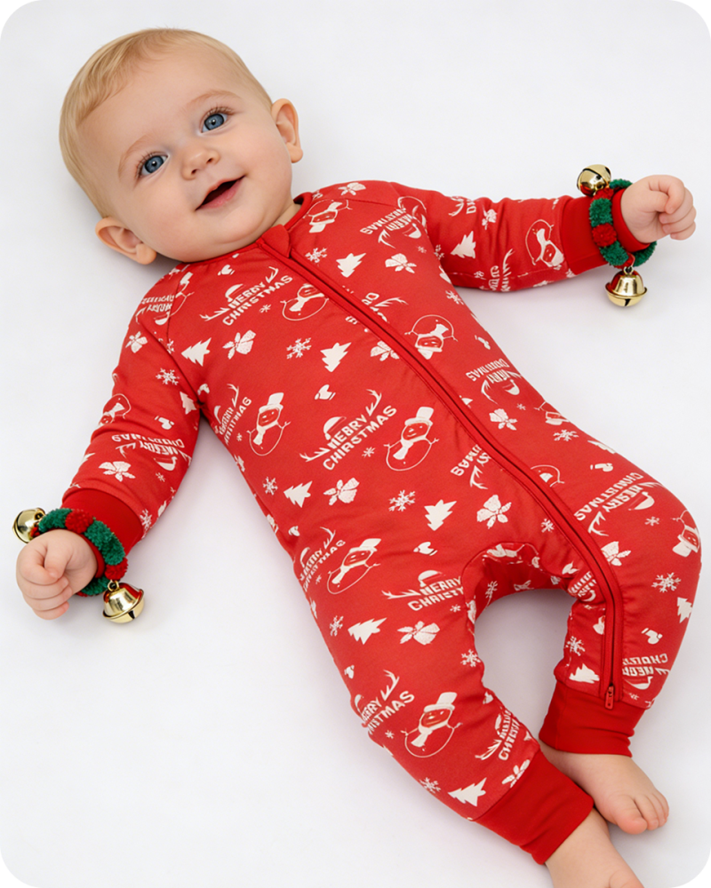 Bamboo Christmas Pajamas Baby Red Snowman