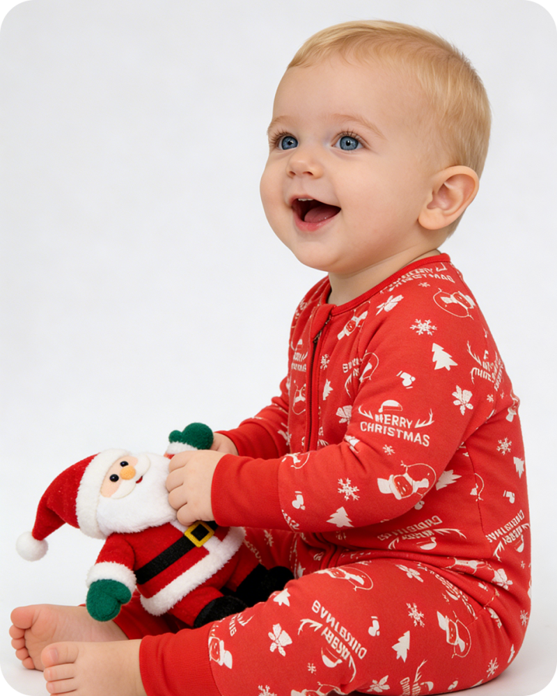 Bamboo Christmas Pajamas Baby Red Snowman