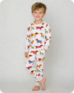 Colorful Dachshund Stretch-Fit Bamboo Pajamas Set