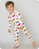 Colorful Dachshund Stretch-Fit Bamboo Pajamas Set
