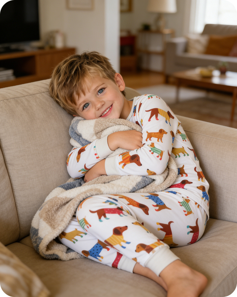 Colorful Dachshund Stretch-Fit Bamboo Pajamas Set