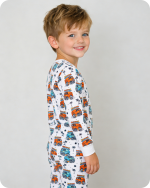 Cozy Cartoon Bus Bamboo Pajamas Set