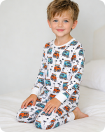 Cozy Cartoon Bus Bamboo Pajamas Set
