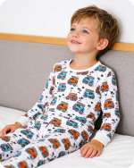 Cozy Cartoon Bus Bamboo Pajamas Set