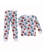 Cozy Cartoon Bus Bamboo Pajamas Set