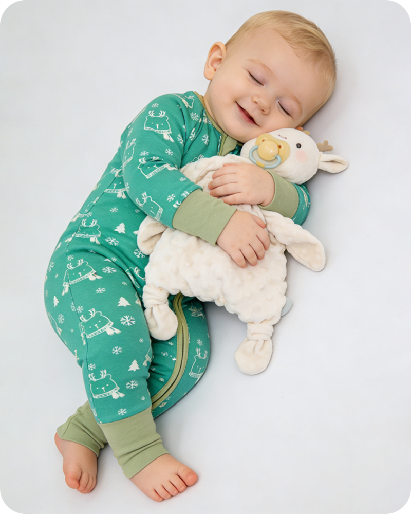 Reindeer Print Bamboo Baby Zipper Romper