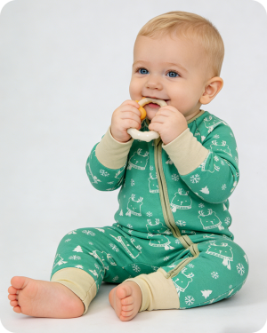 Reindeer Print Bamboo Baby Zipper Romper