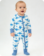 Shark Bamboo Sleepers for Baby Boy Blue