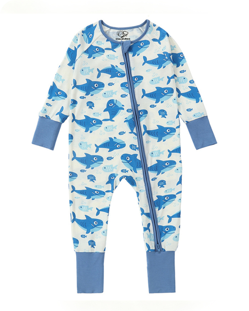 Shark Bamboo Sleepers for Baby Boy Blue