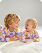 Bamboo Matching Sibling Pajamas Pastel Checkered Cloud