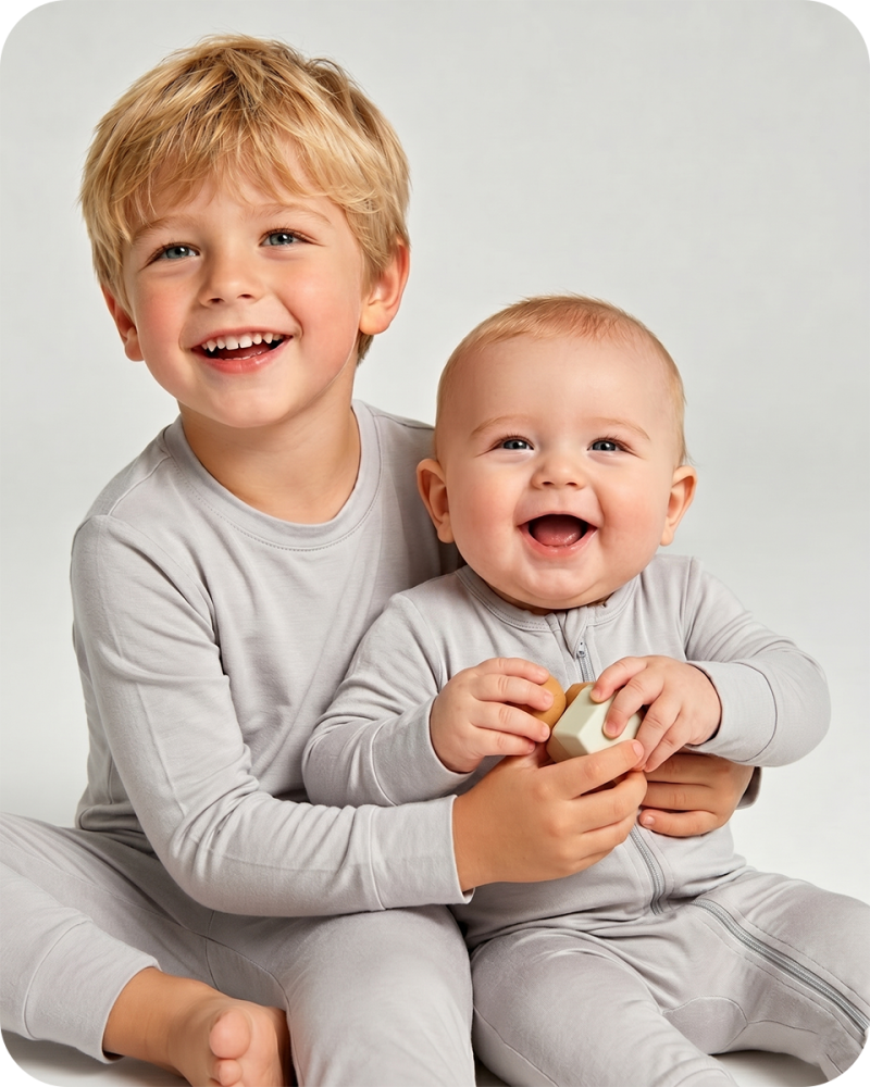 Mom & Baby Boy Teddy Bear Bamboo Pajama Set