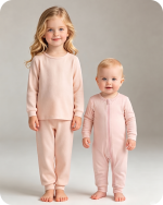 Bamboo Matching Sibling Pajamas​ Solid Blush Pink