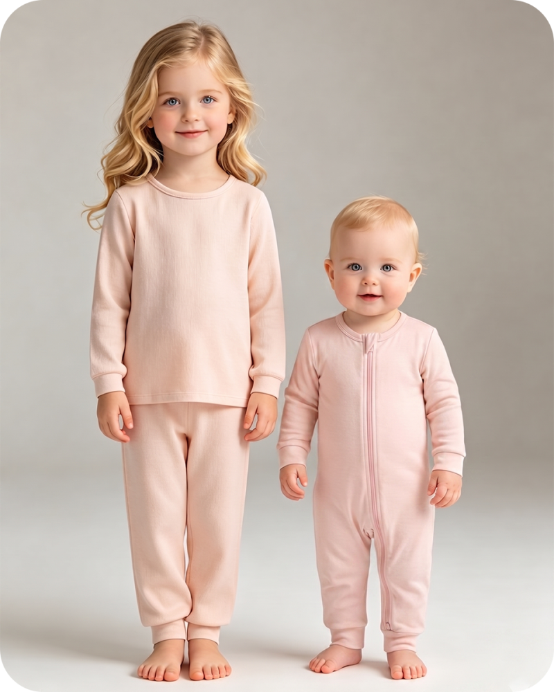 Bamboo Matching Sibling Pajamas​ Solid Blush Pink