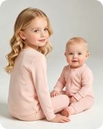 Bamboo Matching Sibling Pajamas​ Solid Blush Pink