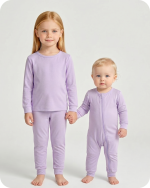 Bamboo Sibling Matching Pajamas Pastel Purple