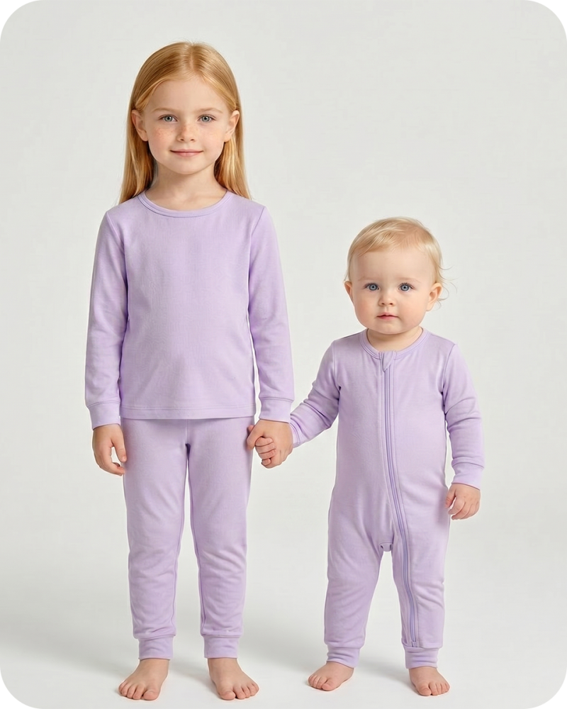 Bamboo Sibling Matching Pajamas Pastel Purple