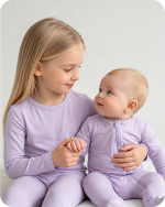 Bamboo Sibling Matching Pajamas Pastel Purple