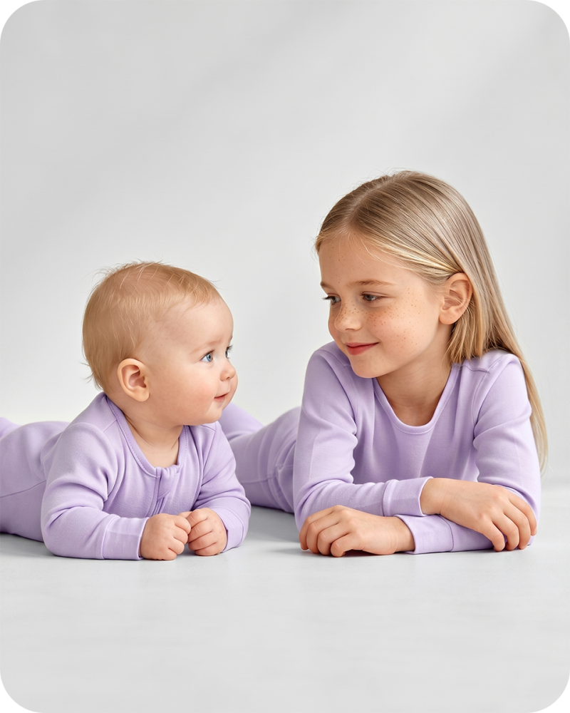 Bamboo Sibling Matching Pajamas Pastel Purple