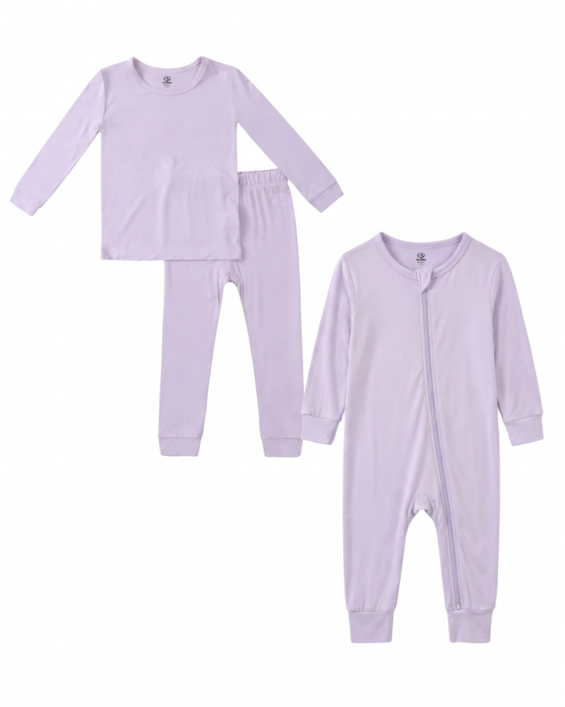 Bamboo Sibling Matching Pajamas Pastel Purple