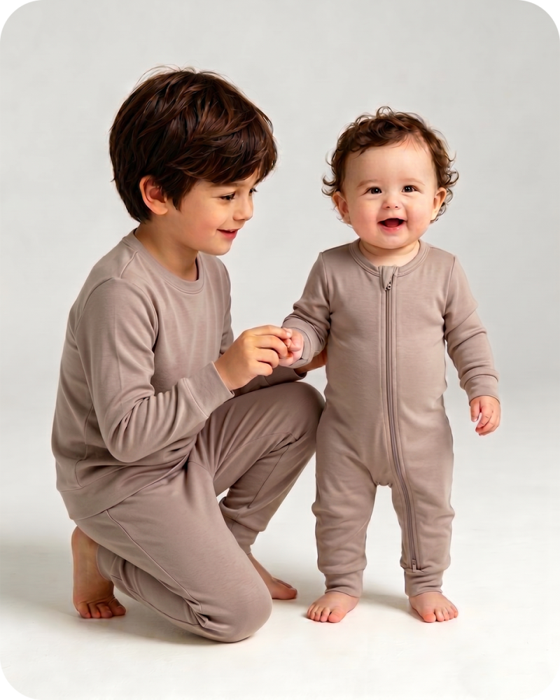 Bamboo Sibling Matching Pajamas Cocoa Brown