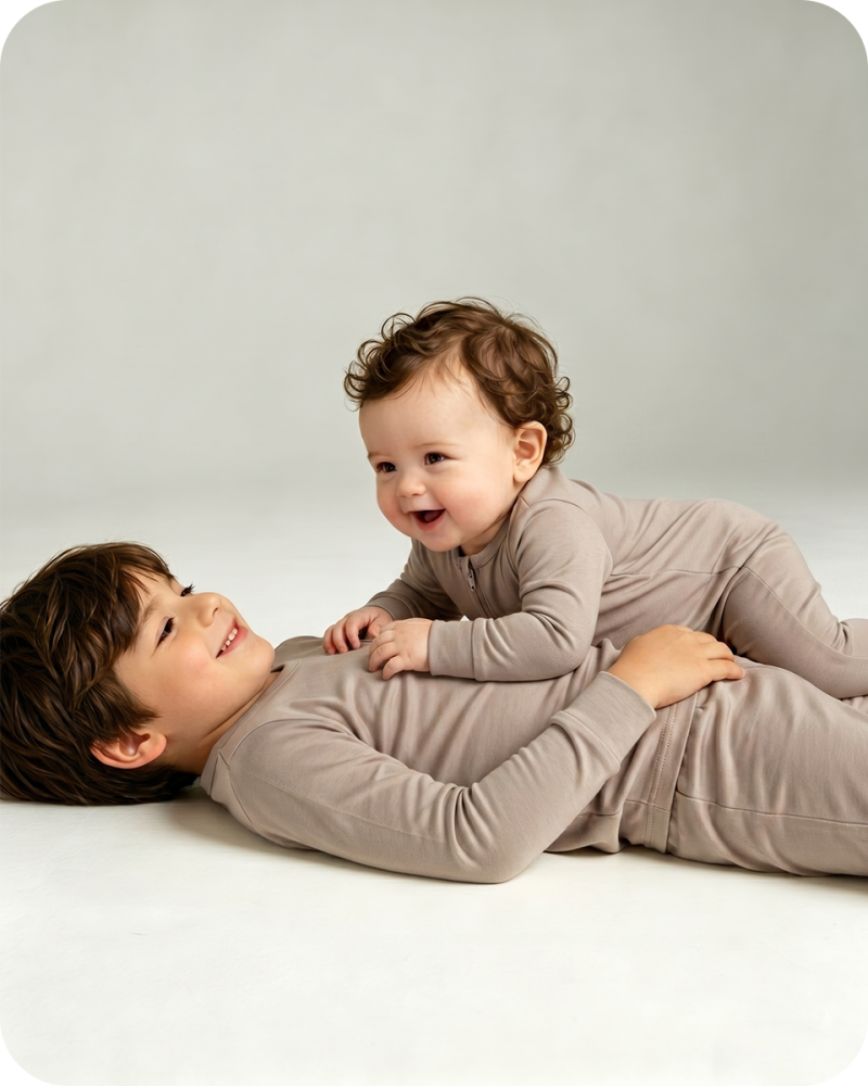 Bamboo Sibling Matching Pajamas Cocoa Brown