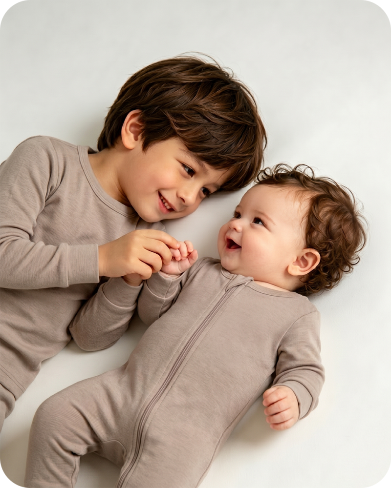 Bamboo Sibling Matching Pajamas Cocoa Brown