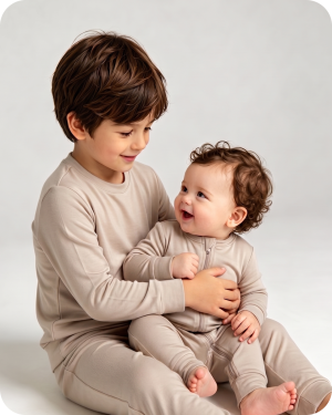 Bamboo Sibling Matching Pajamas Cocoa Brown
