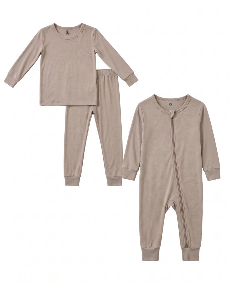 Bamboo Sibling Matching Pajamas Cocoa Brown