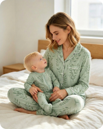 Breathable Bamboo Matching Sleepwear Leaf Print