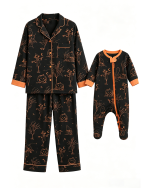 Cozy Mom & Me Halloween Pajamas Sets Black