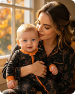 Cozy Mom & Me Halloween Pajamas Sets Black