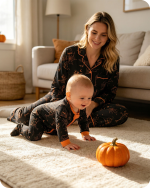 Cozy Mom & Me Halloween Pajamas Sets Black