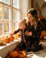 Cozy Mom & Me Halloween Pajamas Sets Black