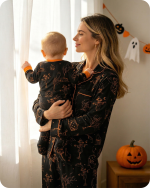 Cozy Mom & Me Halloween Pajamas Sets Black