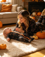 Cozy Mom & Me Halloween Pajamas Sets Black