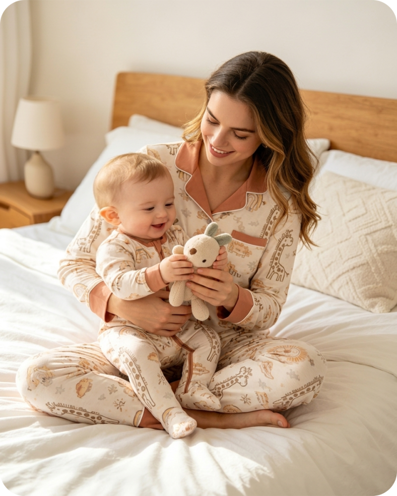 Cute Mommy and Baby Matching Set for Sensitive Skin