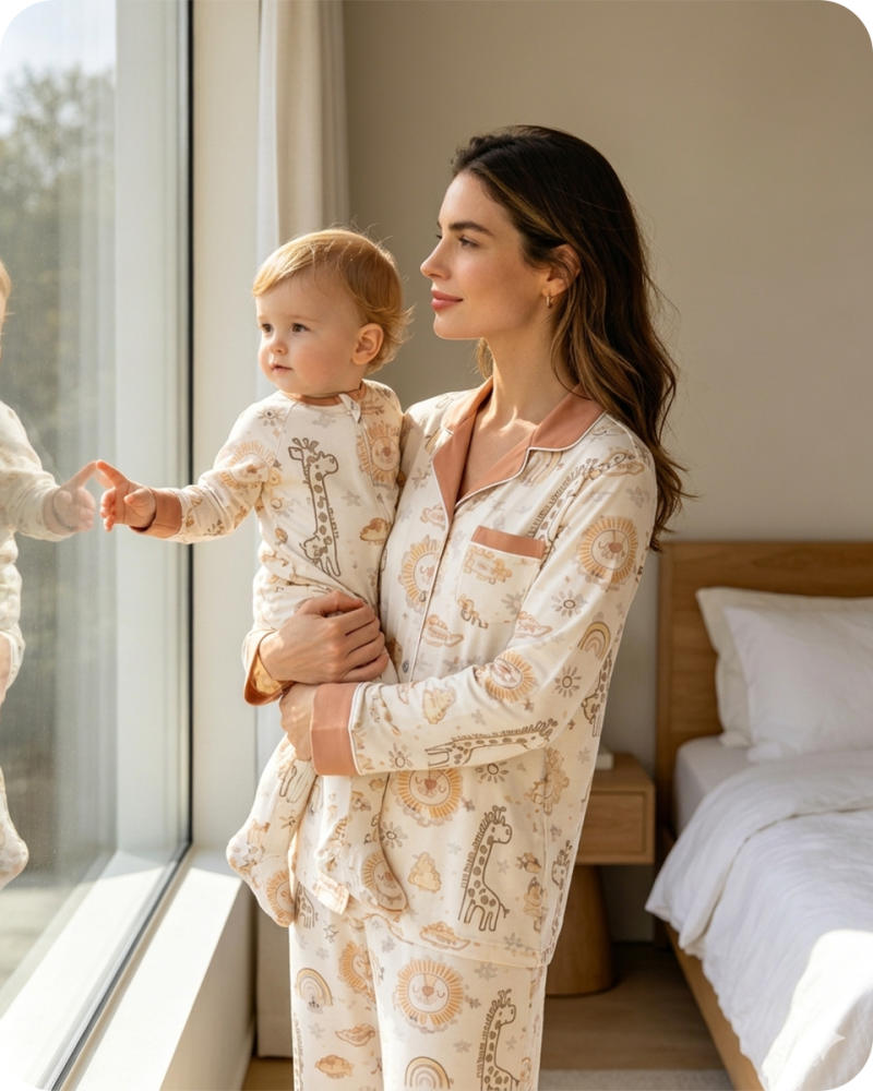 Cute Mommy and Baby Matching Set for Sensitive Skin