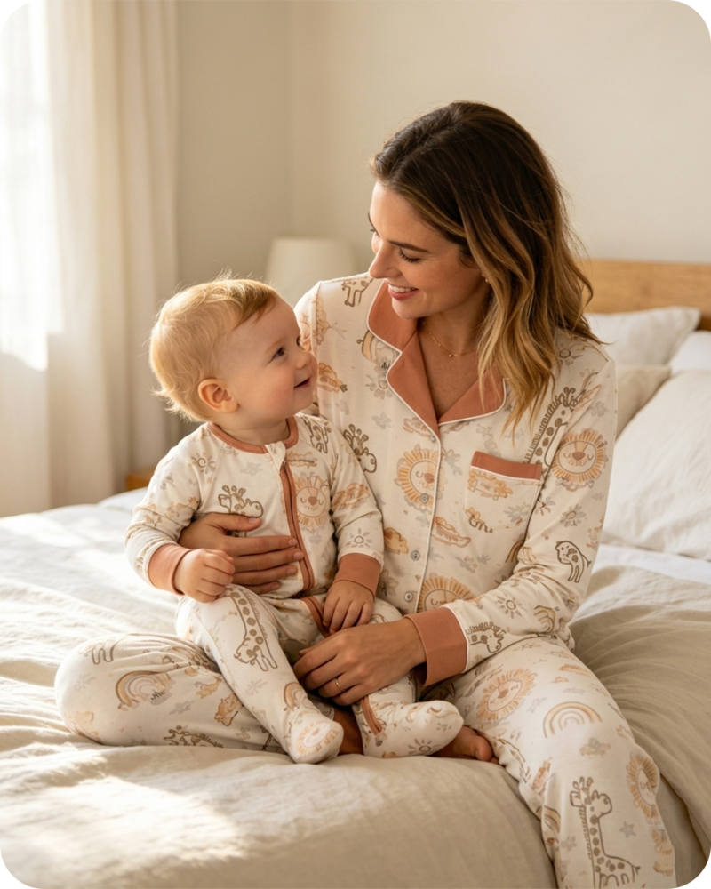 Cute Mommy and Baby Matching Set for Sensitive Skin