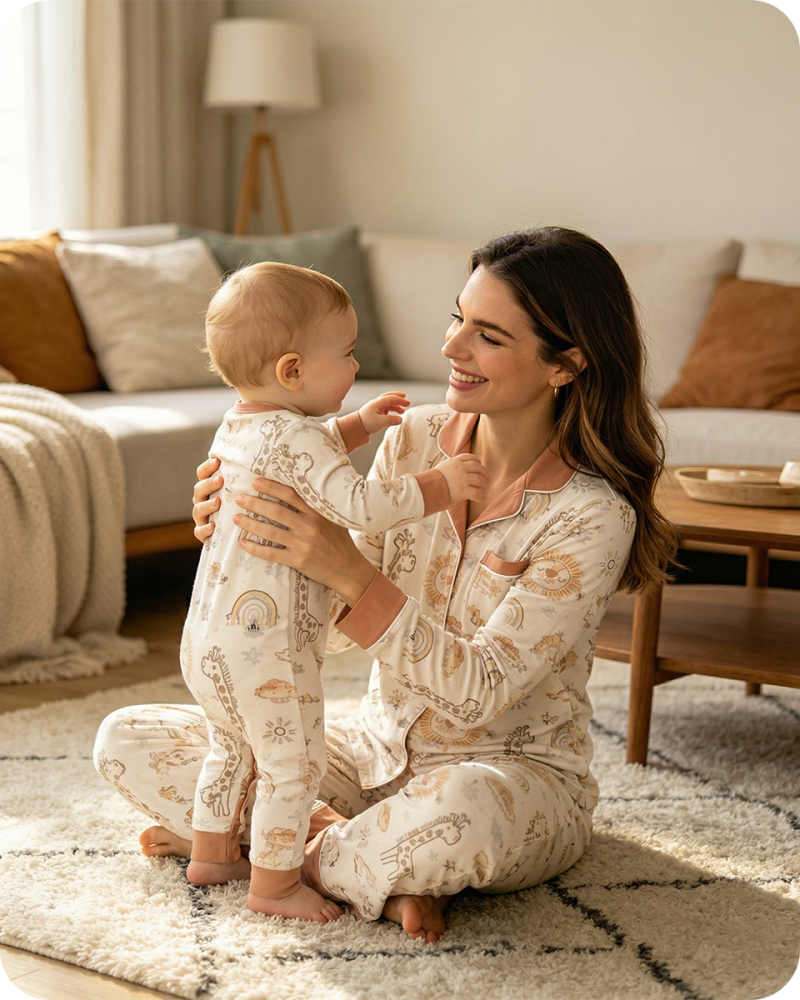 Cute Mommy and Baby Matching Set for Sensitive Skin